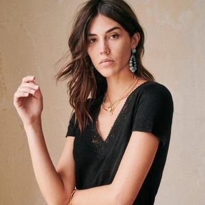 Sezane Black Elea T-shirt
